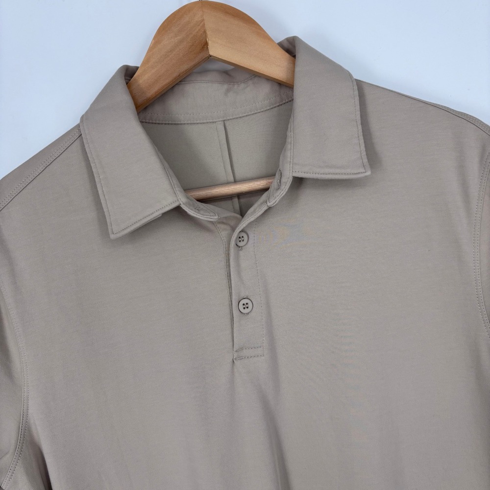 Jack Archer Polo Shirt Mens M Khaki Tan Short Sleeve Cotton Nylon Tech Jetsetter